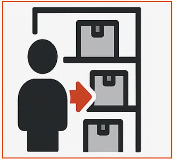 Operator picking items from a goods-to-person system